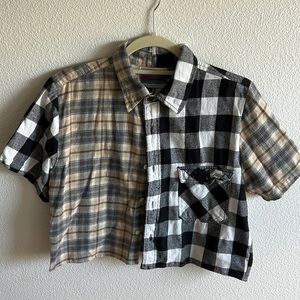 Vintage rework plaid button down t shirt